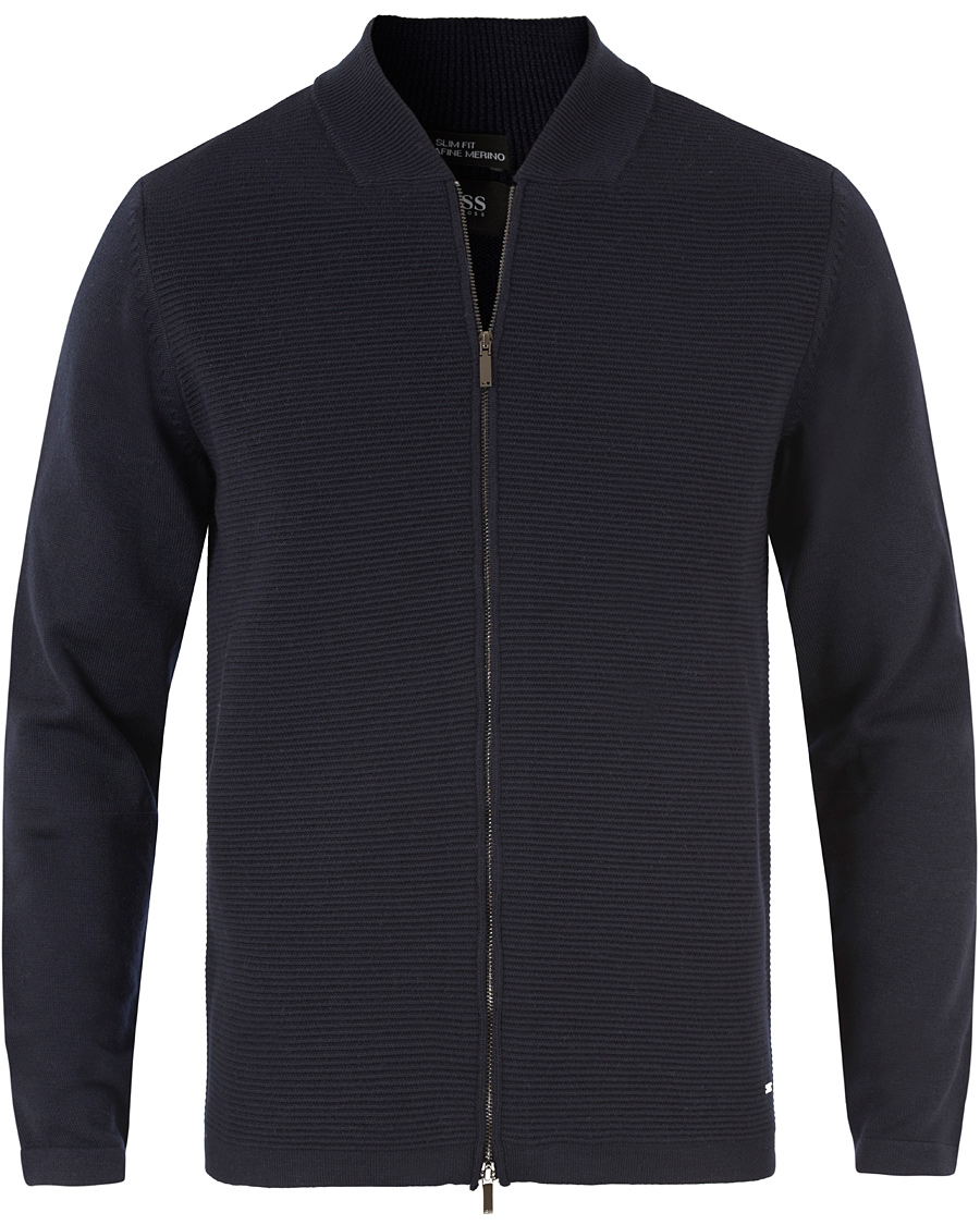 Herre | Trøjer | BOSS BLACK | BOSS Inat Stuctured Front Zip Jacket Dark Navy