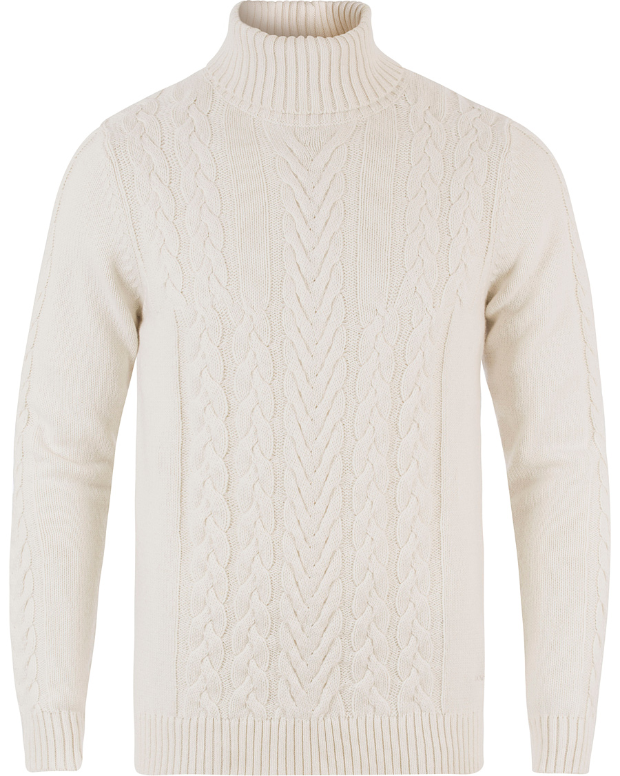 Herre | Trøjer | GANT | Cable Turtleneck Eggshell