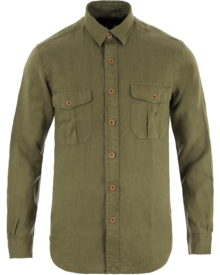 Herre | Skjorter | Polo Ralph Lauren | Core Fit Linen Pocket Shirt Mill Olive