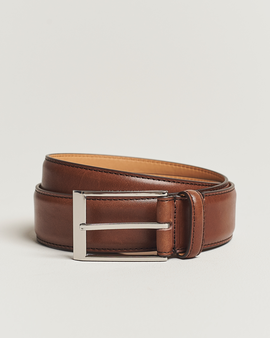Herre | Bælter | Tiger of Sweden | Helmi Leather 3,5 cm Belt Brown