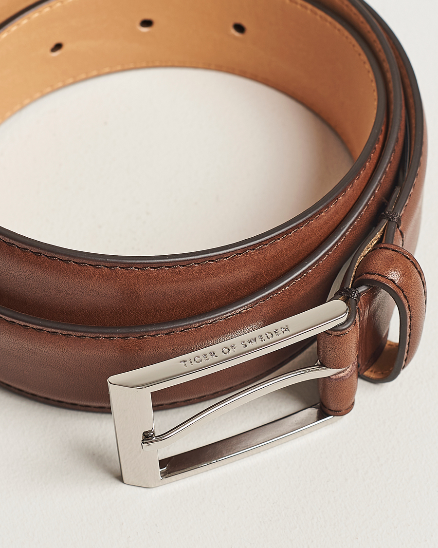 Herre | Business & Beyond | Tiger of Sweden | Helmi Leather 3,5 cm Belt Brown