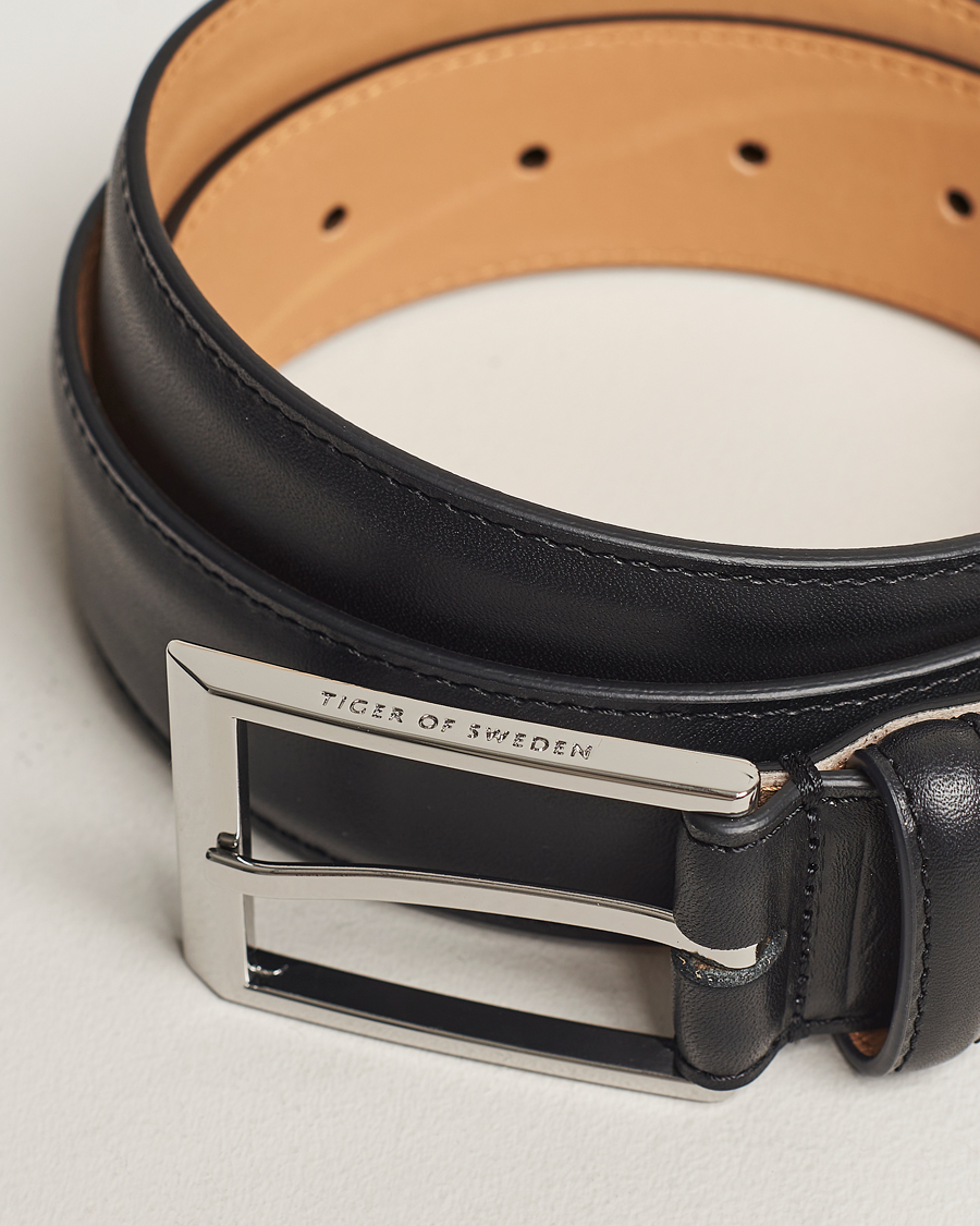 Herre |  | Tiger of Sweden | Helmi Leather 3,5 cm Belt Black