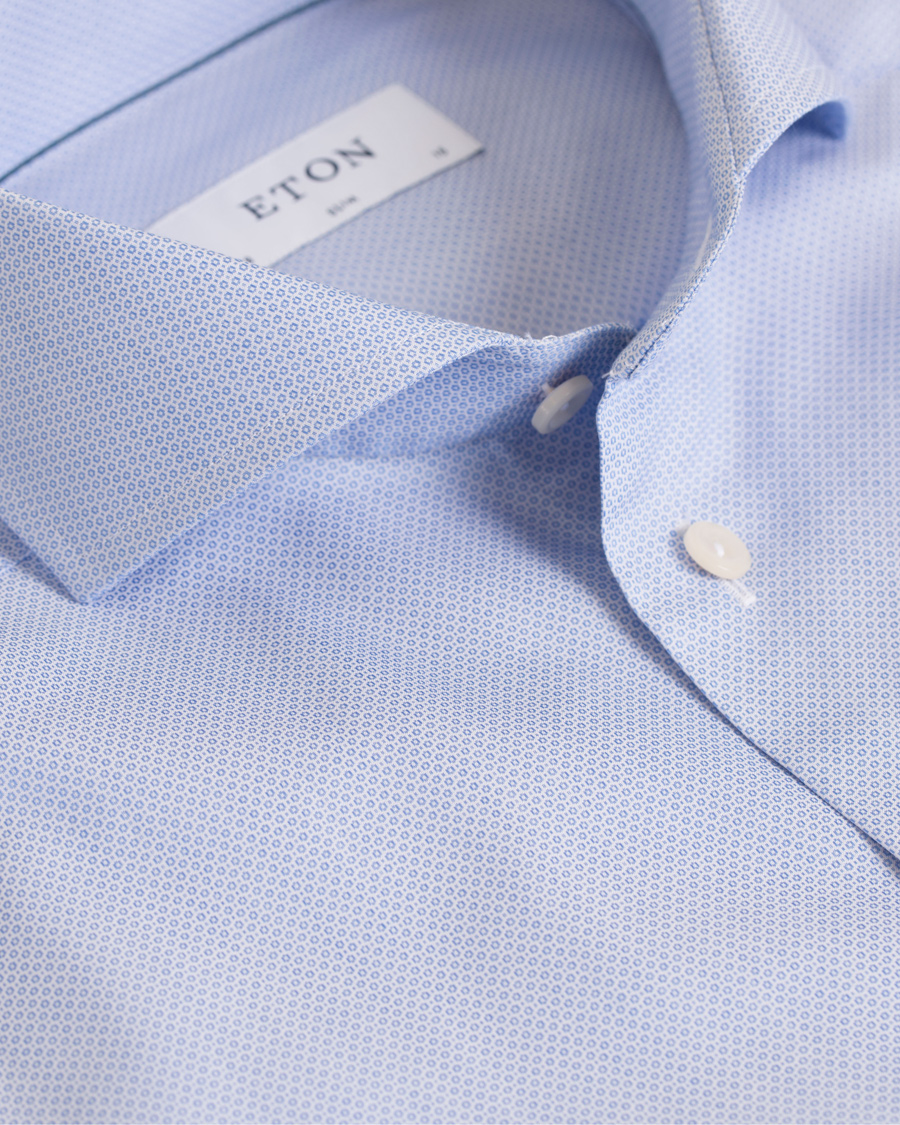 Herre | Skjorter | Eton | Slim Fit Extreme Cut Away Micro Print Shirt Blue
