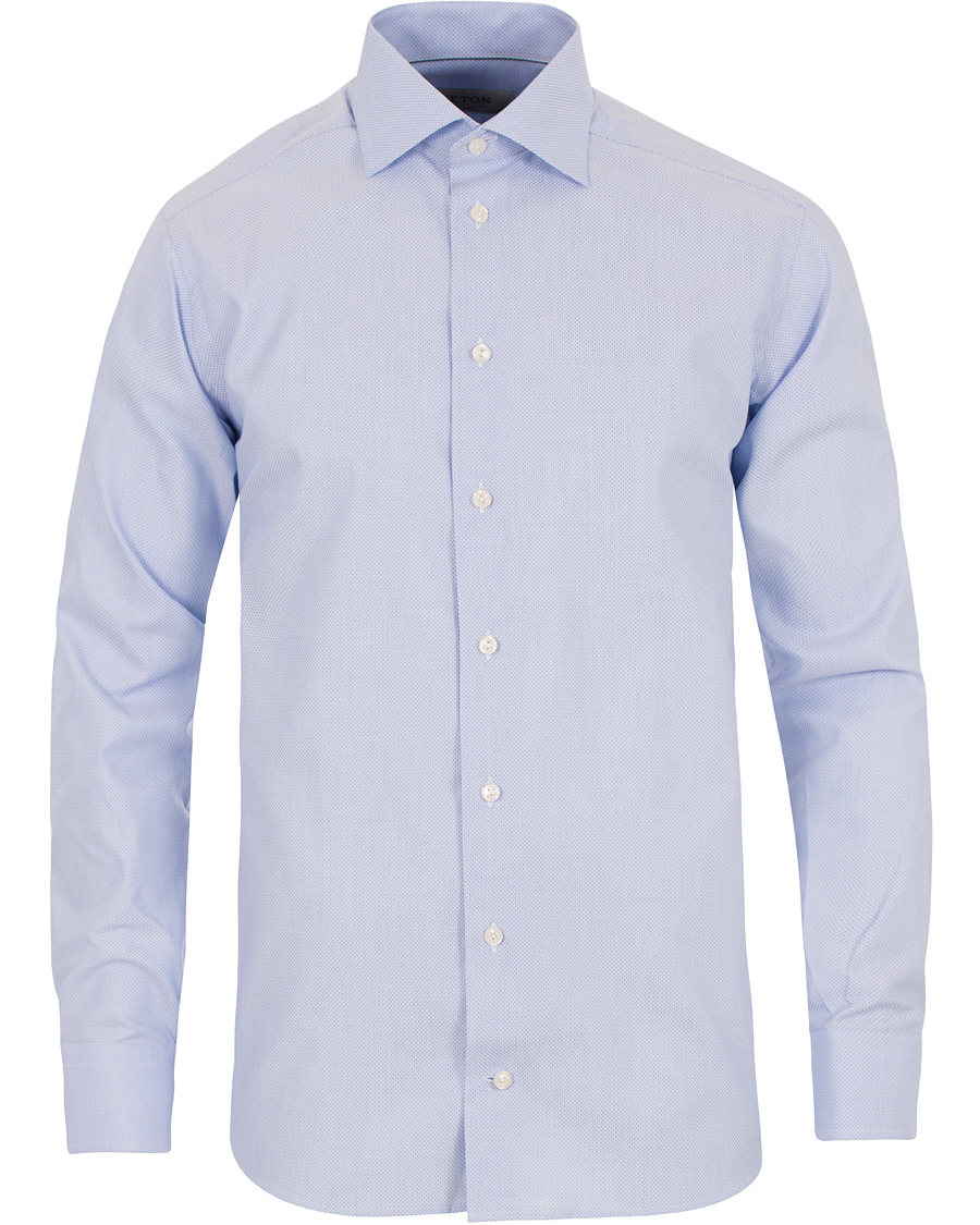Herre | Skjorter | Eton | Slim Fit Cut Away Micro Print Shirt Blue
