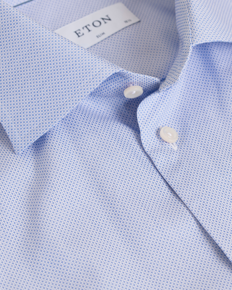 Herre | Skjorter | Eton | Slim Fit Cut Away Micro Print Shirt Blue