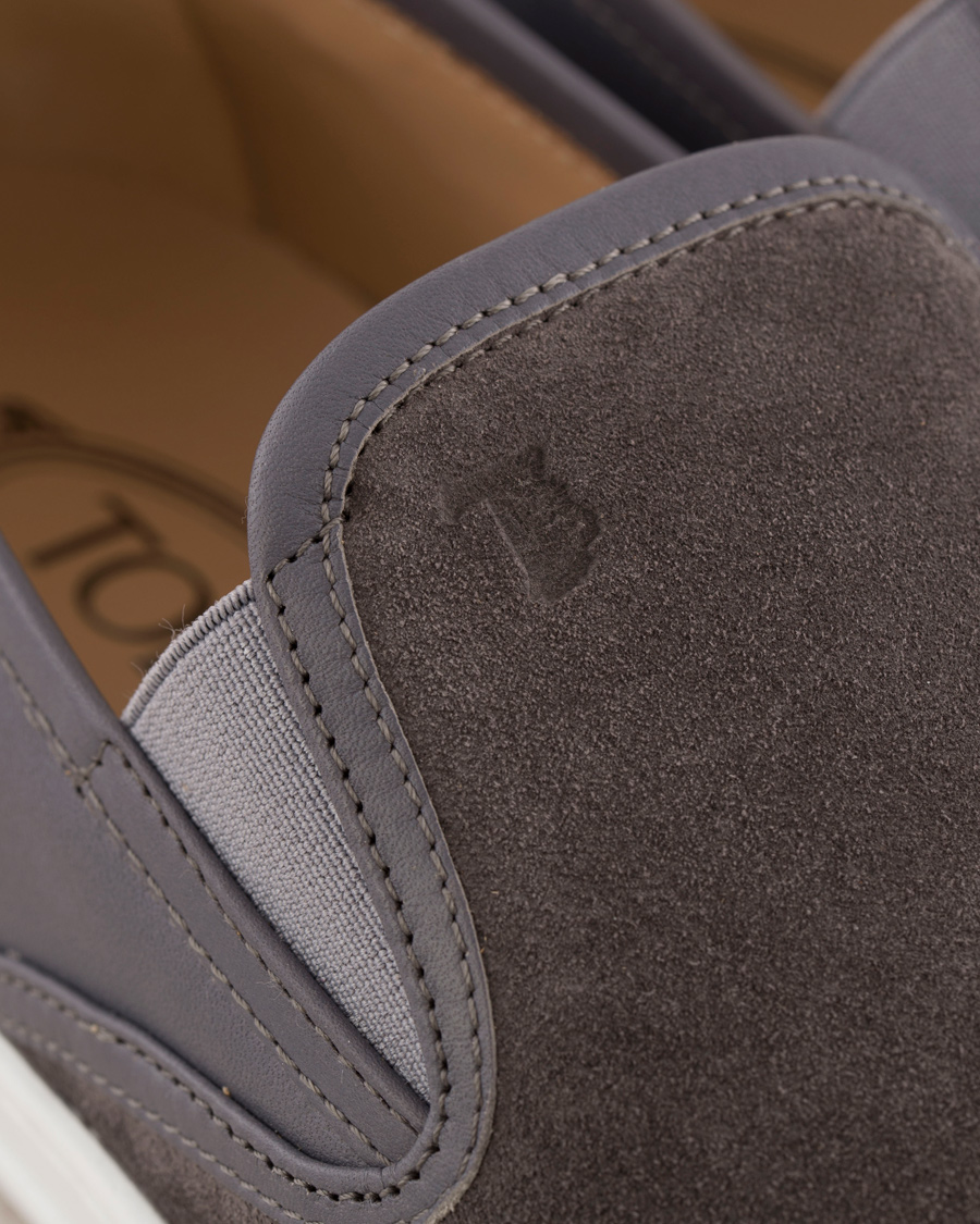 Herre | Tod's Pantofola Cassetta Sneaker Grey Suede | Tod's | Pantofola Cassetta Sneaker Grey Suede