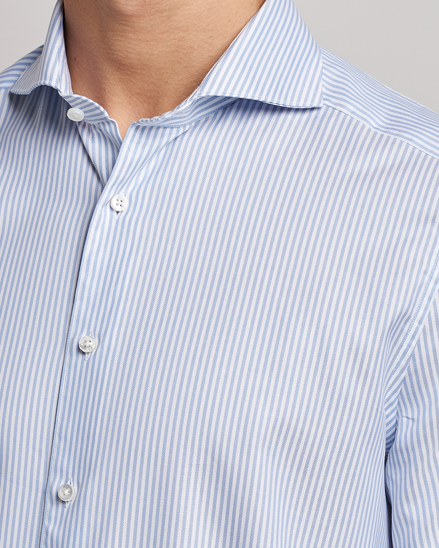 Herre | Skjorter | Stenströms | 1899 Slimline Supima Cotton Striped Shirt White/Blue