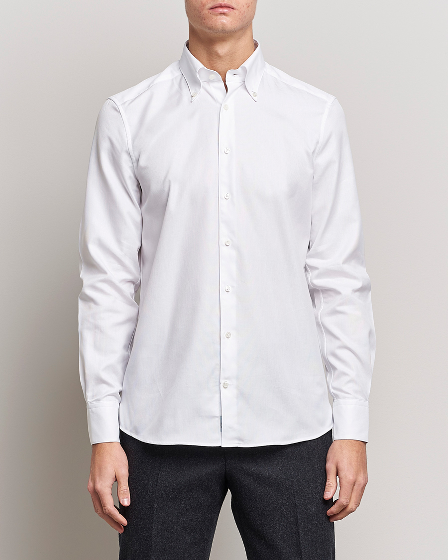 Herre | Tøj | Stenströms | 1899 Slimline Supima Cotton Structure Shirt White