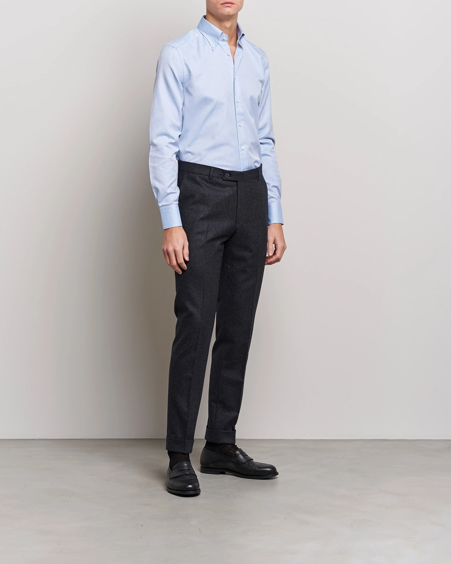 Herre | Businesskjorter | Stenströms | 1899 Slimline Supima Cotton Structure Shirt Blue