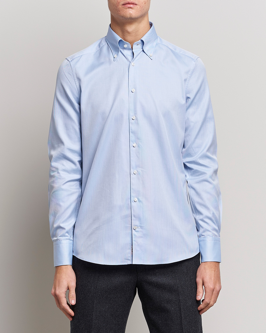 Herre | Tøj | Stenströms | 1899 Slimline Supima Cotton Structure Shirt Blue