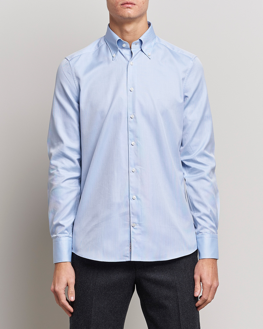 Herre | Formelle | Stenströms | 1899 Slimline Supima Cotton Structure Shirt Blue