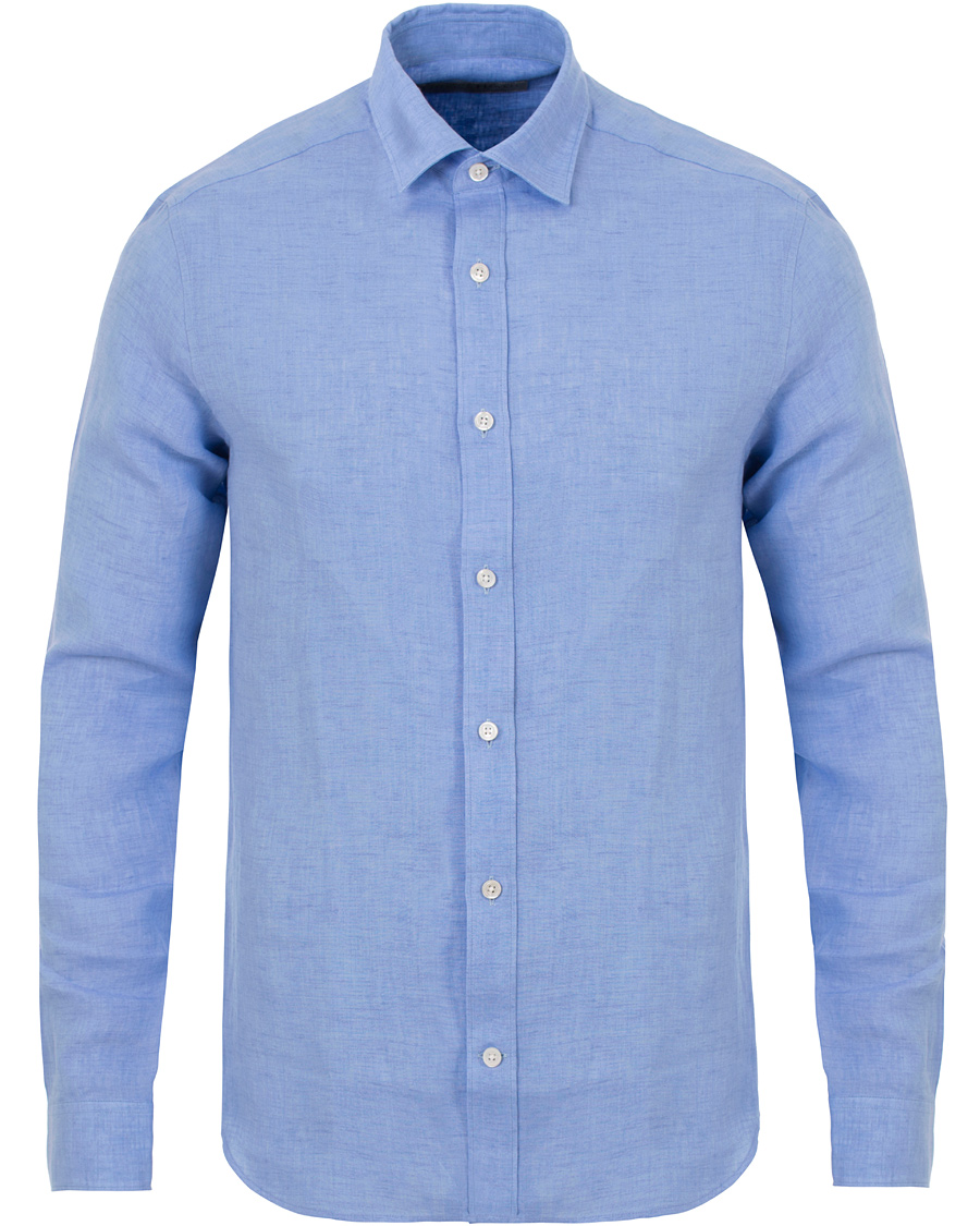 Herre | Skjorter | Gieves & Hawkes | Casual Fit Linen Shirt Light Blue