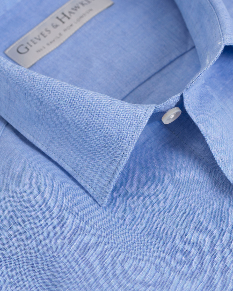 Herre | Skjorter | Gieves & Hawkes | Casual Fit Linen Shirt Light Blue