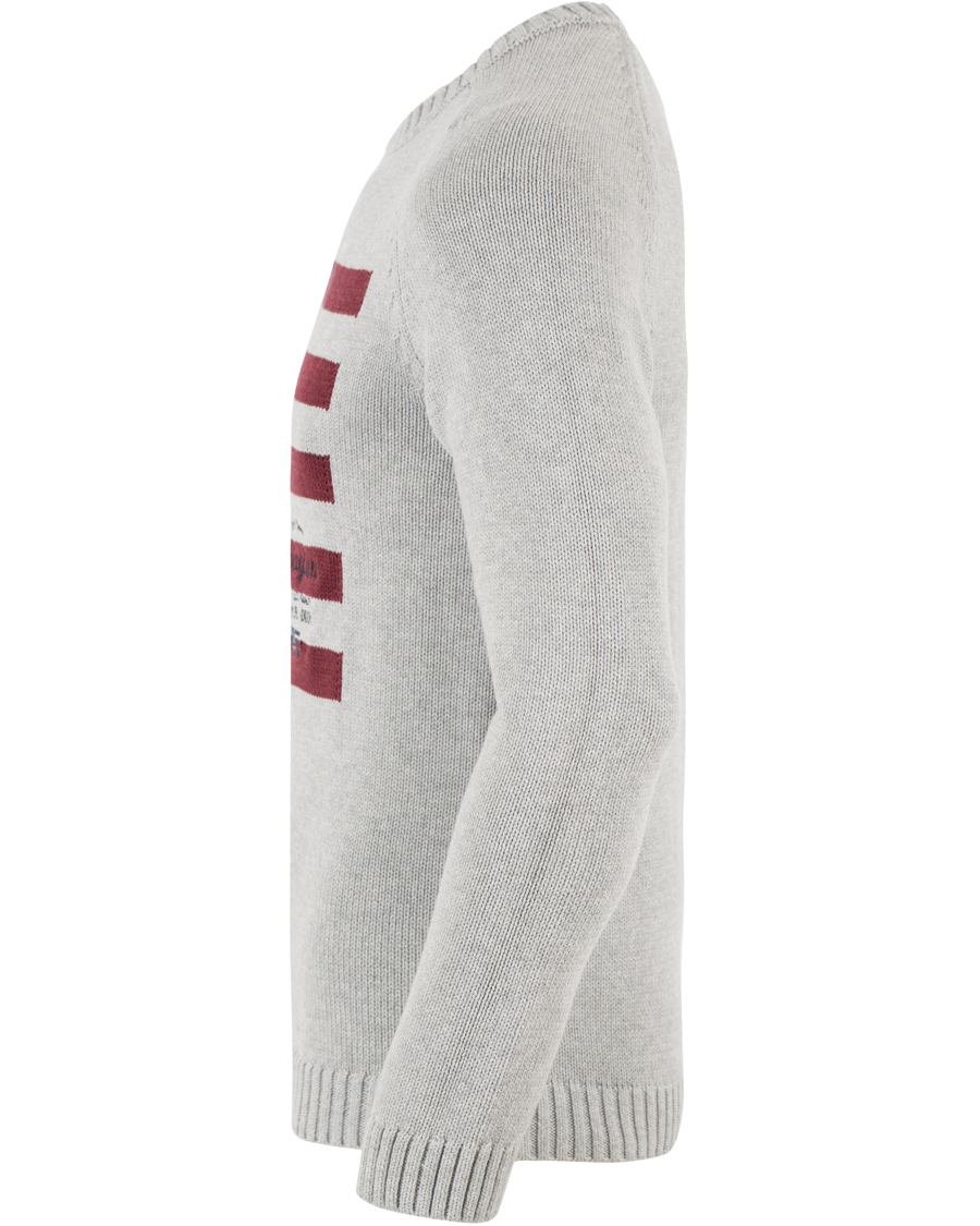 Herre | Trøjer | Lexington | Dylan Knitted Flag Sweater Light Warm Grey Melange