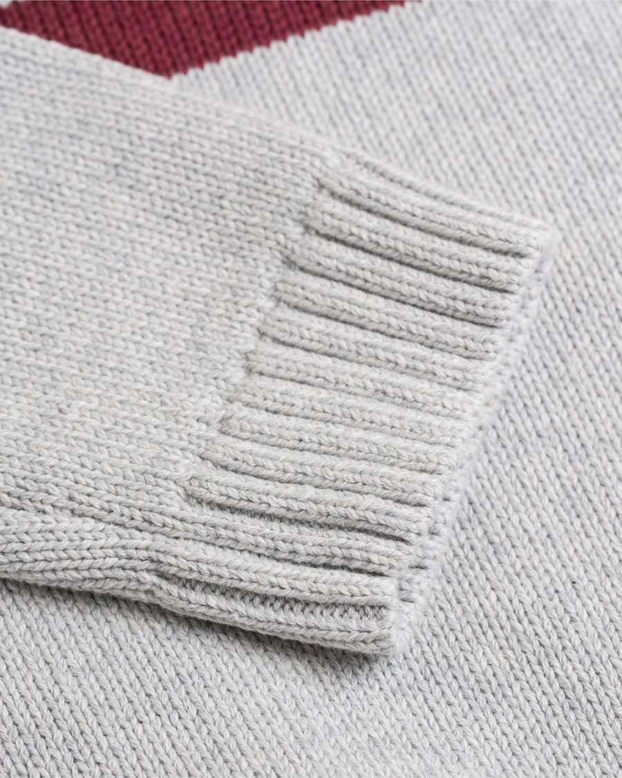 Herre | Trøjer | Lexington | Dylan Knitted Flag Sweater Light Warm Grey Melange
