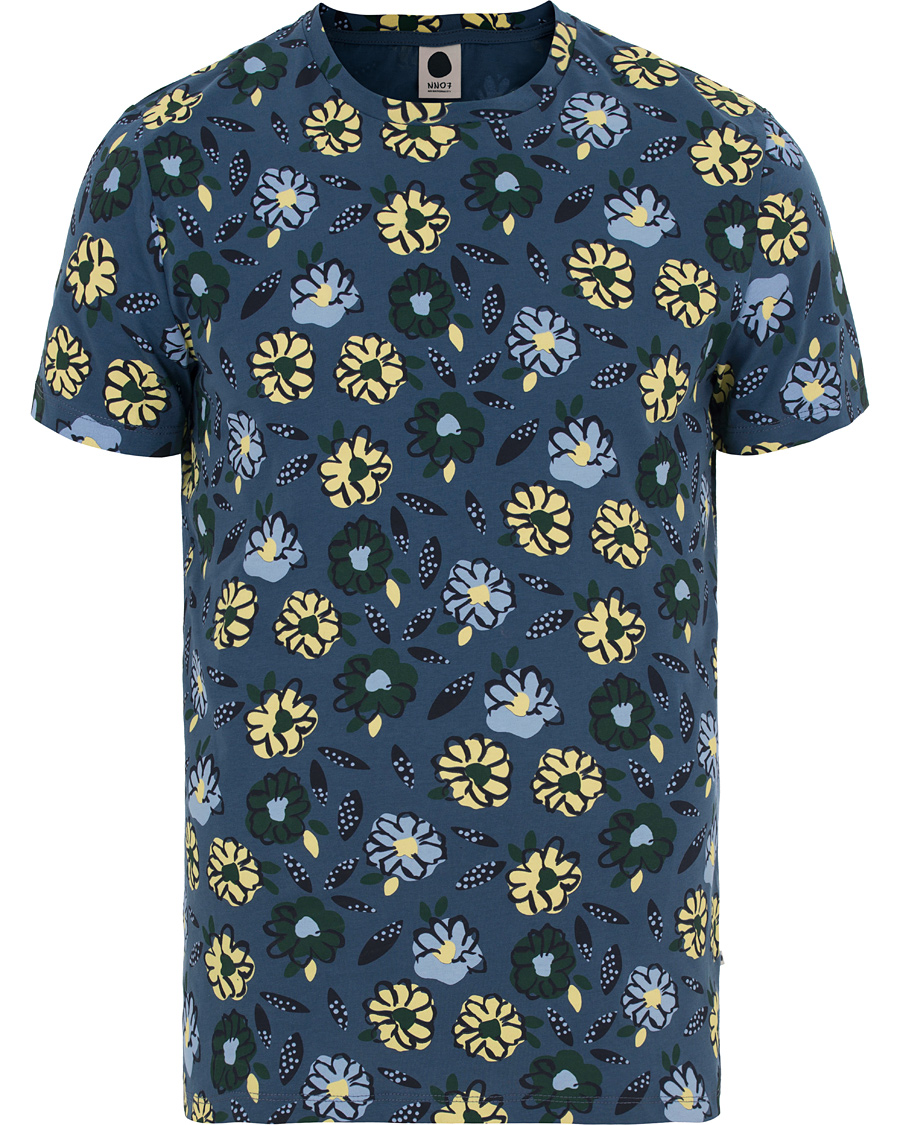 Herre | T-Shirts | NN07 | Barry Printed Flower Tee Blue