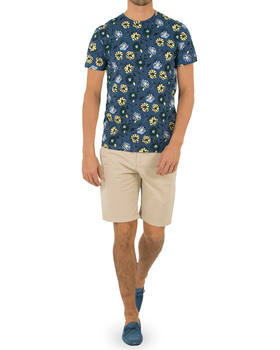 Herre | T-Shirts | NN07 | Barry Printed Flower Tee Blue