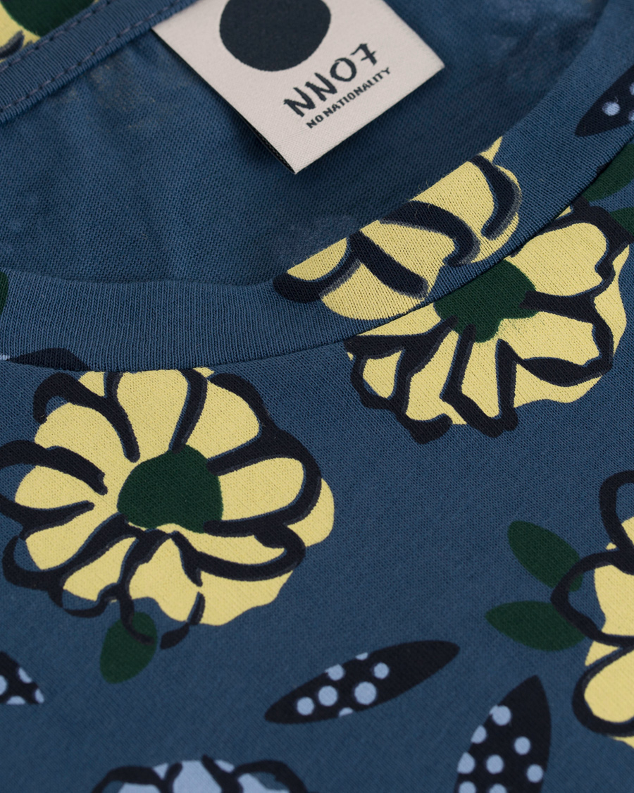 Herre | T-Shirts | NN07 | Barry Printed Flower Tee Blue