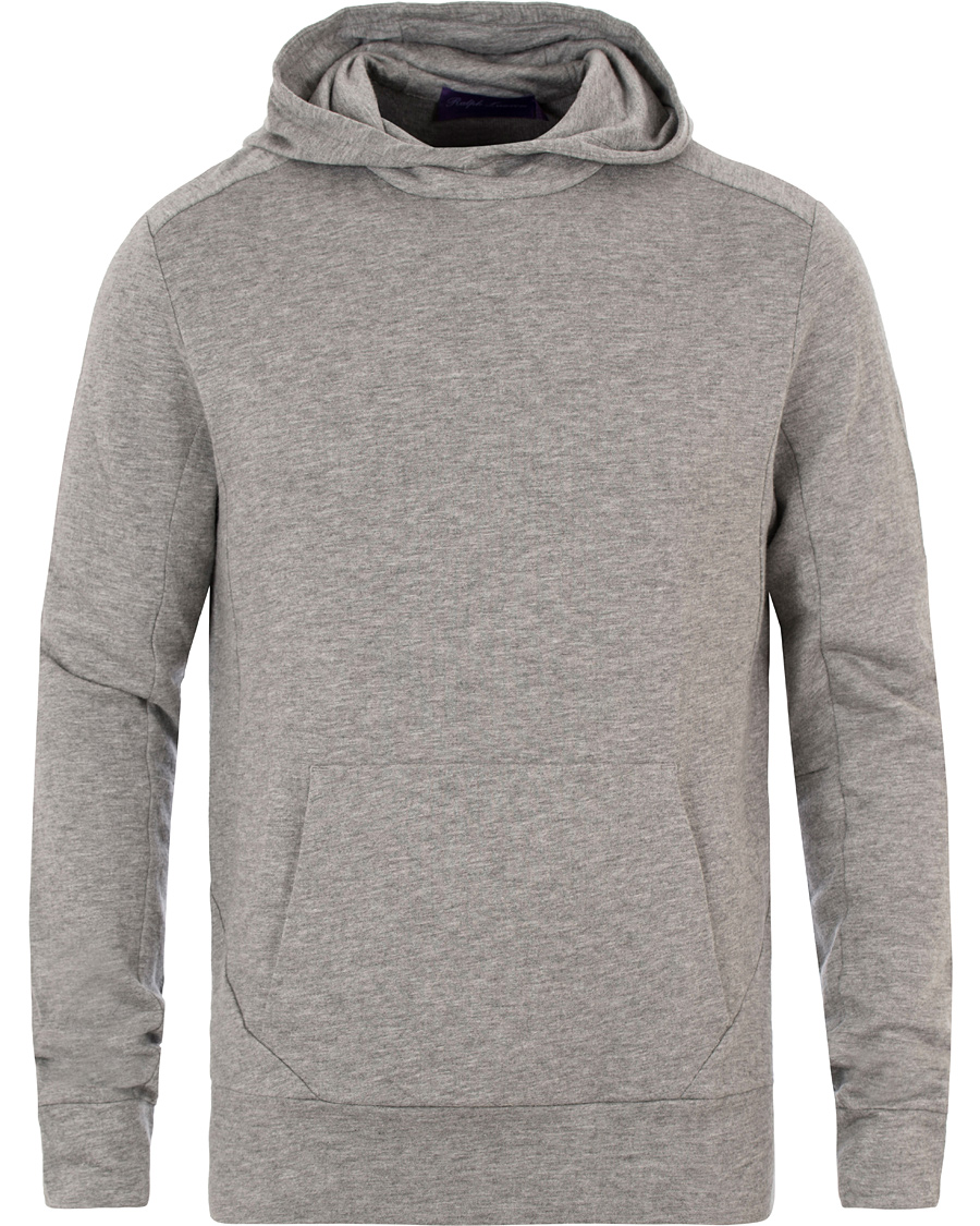Herre | Trøjer | Ralph Lauren Purple Label | Pima Lounge Hood Sweater Silver Melange