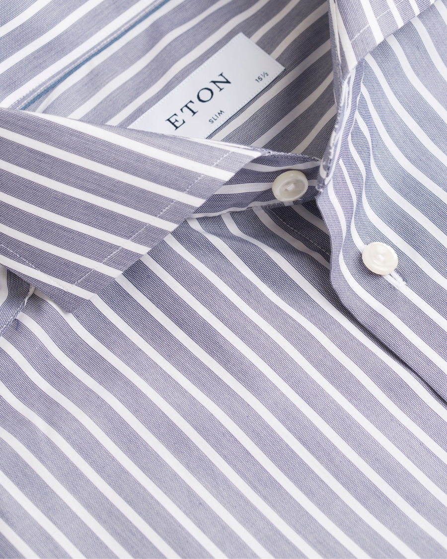 Herre | Skjorter | Eton | Slim Fit Poplin Striped Shirt Dark Blue