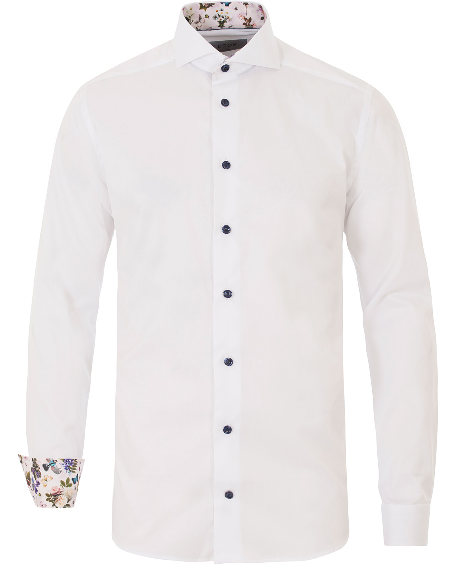 Herre | Skjorter | Eton | Slim Fit Signature Twill Contrast Shirt White