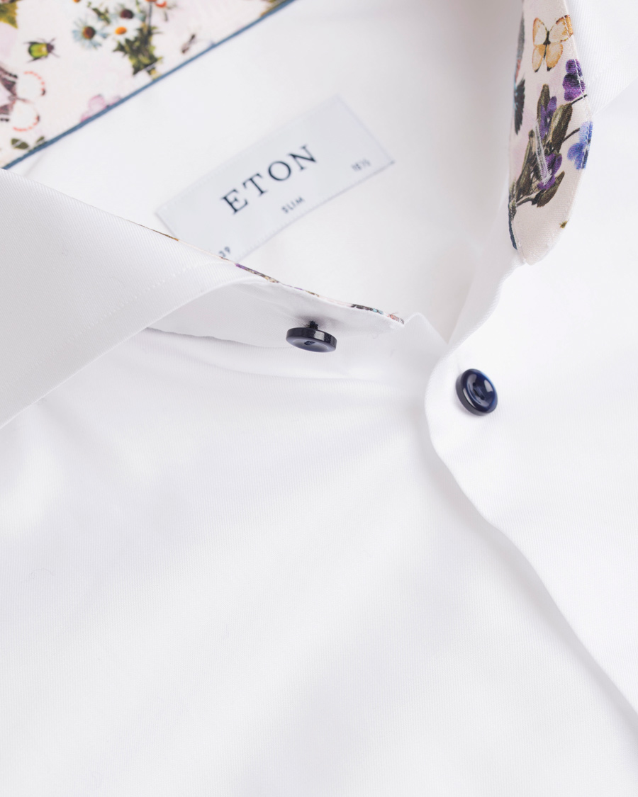 Herre | Skjorter | Eton | Slim Fit Signature Twill Contrast Shirt White