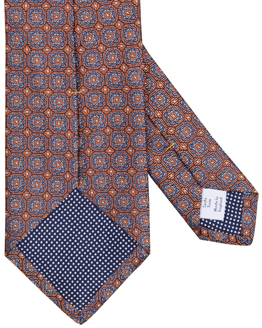 Herre | Eton Silk Woven Medallion 8 cm Tie Orange | Eton | Silk Woven Medallion 8 cm Tie Orange