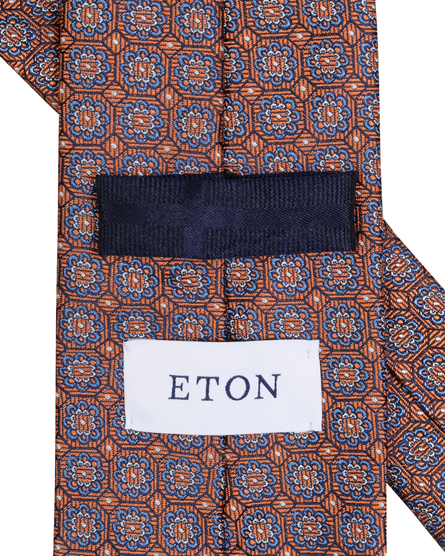 Herre | Eton Silk Woven Medallion 8 cm Tie Orange | Eton | Silk Woven Medallion 8 cm Tie Orange