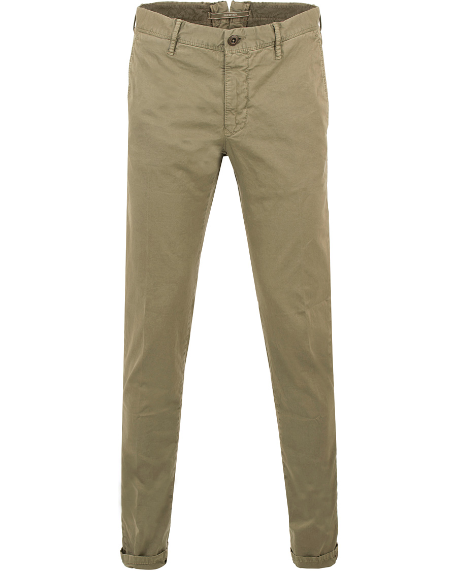 Herre | Bukser | Incotex | Slim Fit Stretch Slacks Light Army