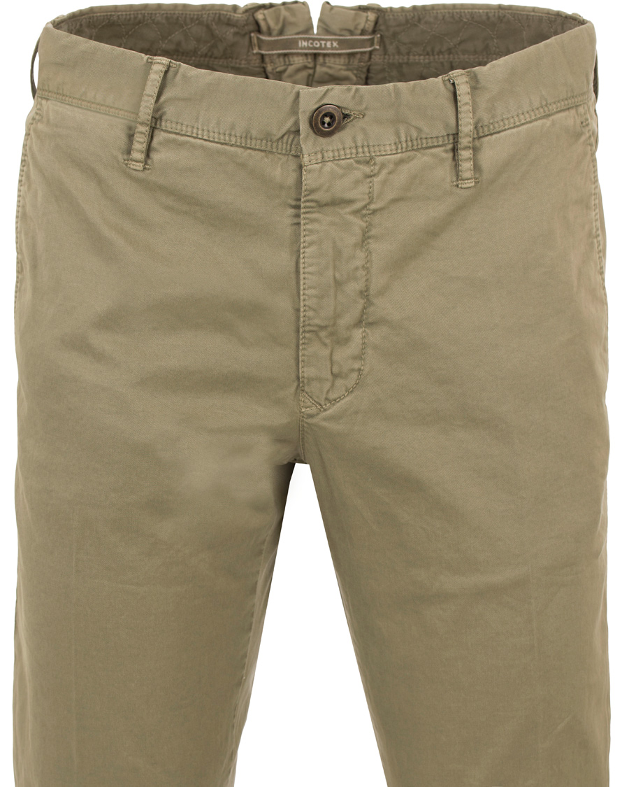 Herre | Bukser | Incotex | Slim Fit Stretch Slacks Light Army