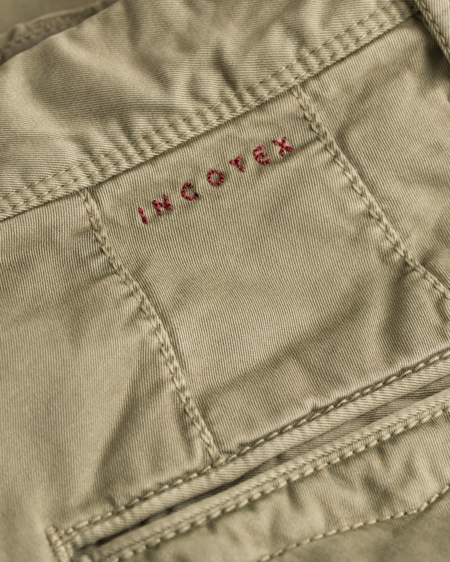 Herre | Bukser | Incotex | Slim Fit Stretch Slacks Light Army