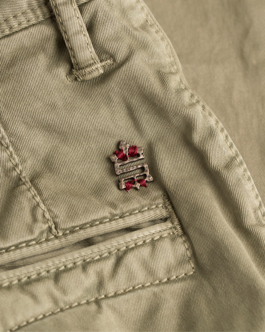Herre | Bukser | Incotex | Slim Fit Stretch Slacks Light Army