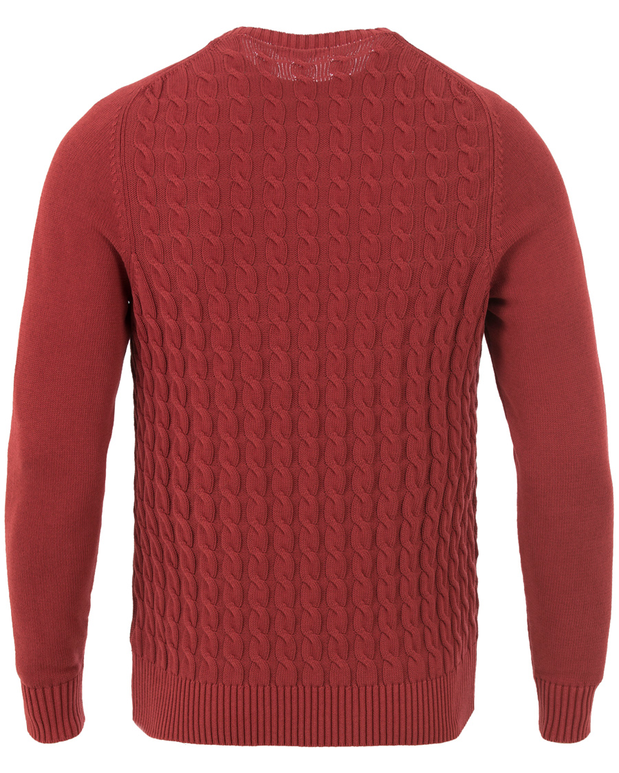 Herre | Trøjer | Zanone | Cotton Cable Sweater Bordeaux Red