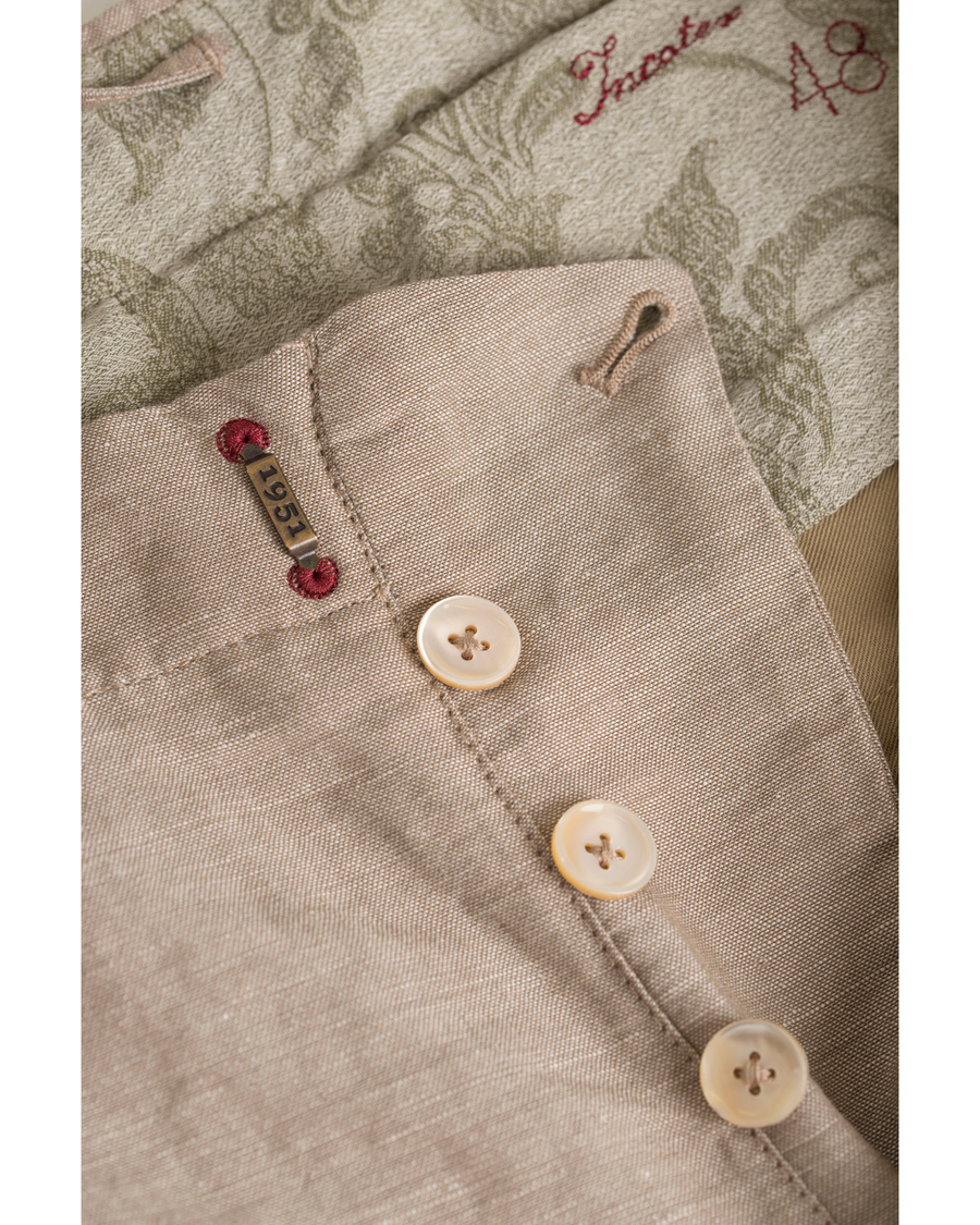 Herre | Bukser | Incotex | Loose Fit Double Pleated Linen Pant Light Brown