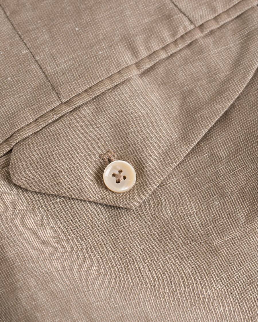 Herre | Bukser | Incotex | Loose Fit Double Pleated Linen Pant Light Brown
