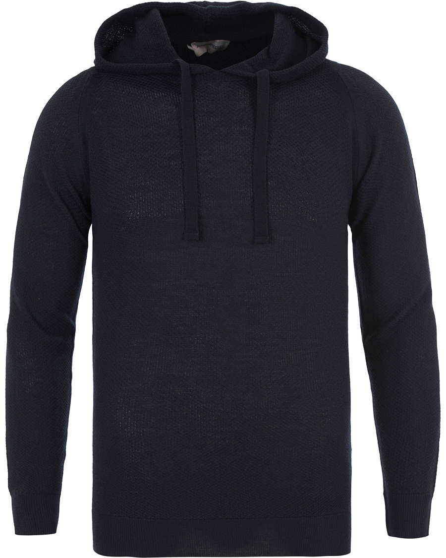 Herre | Trøjer | John Smedley | 4 Singular Extra Fine Merino Hoodie Midnight