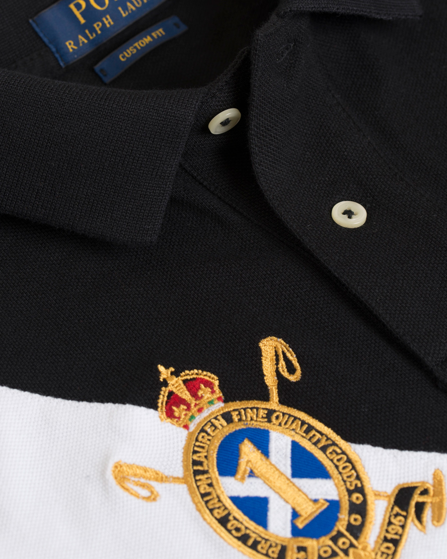 Herre | Polotrøjer | Polo Ralph Lauren | Custom Fit Big Pony Diagonal Stripe Polo Black/White
