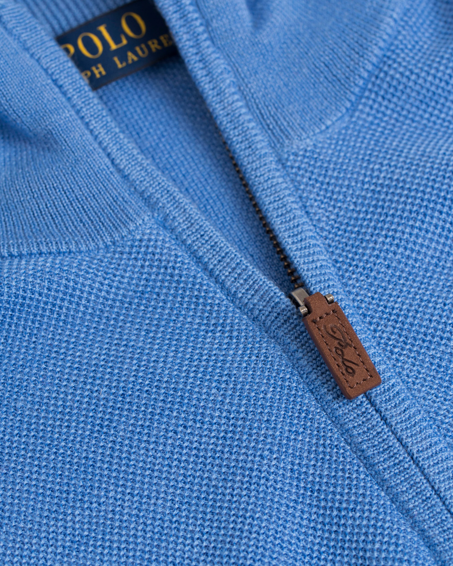 Herre | Trøjer | Polo Ralph Lauren | Cotton/Silk/Cashmere Half Zip Honeycomb Aerial Blue