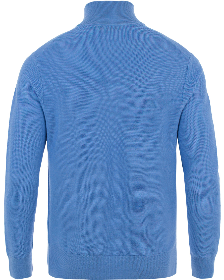 Herre | Trøjer | Polo Ralph Lauren | Cotton/Silk/Cashmere Half Zip Honeycomb Aerial Blue