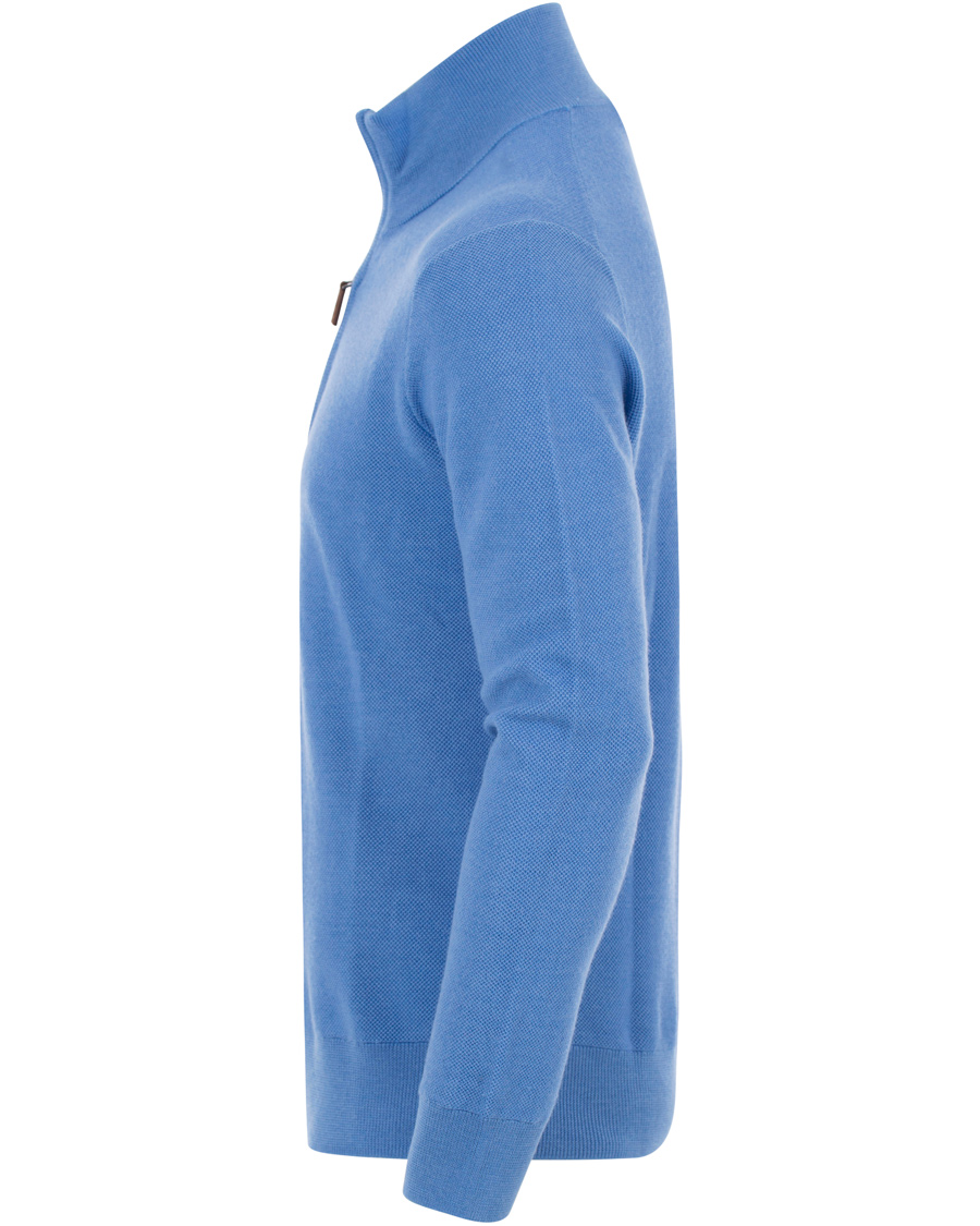 Herre | Trøjer | Polo Ralph Lauren | Cotton/Silk/Cashmere Half Zip Honeycomb Aerial Blue