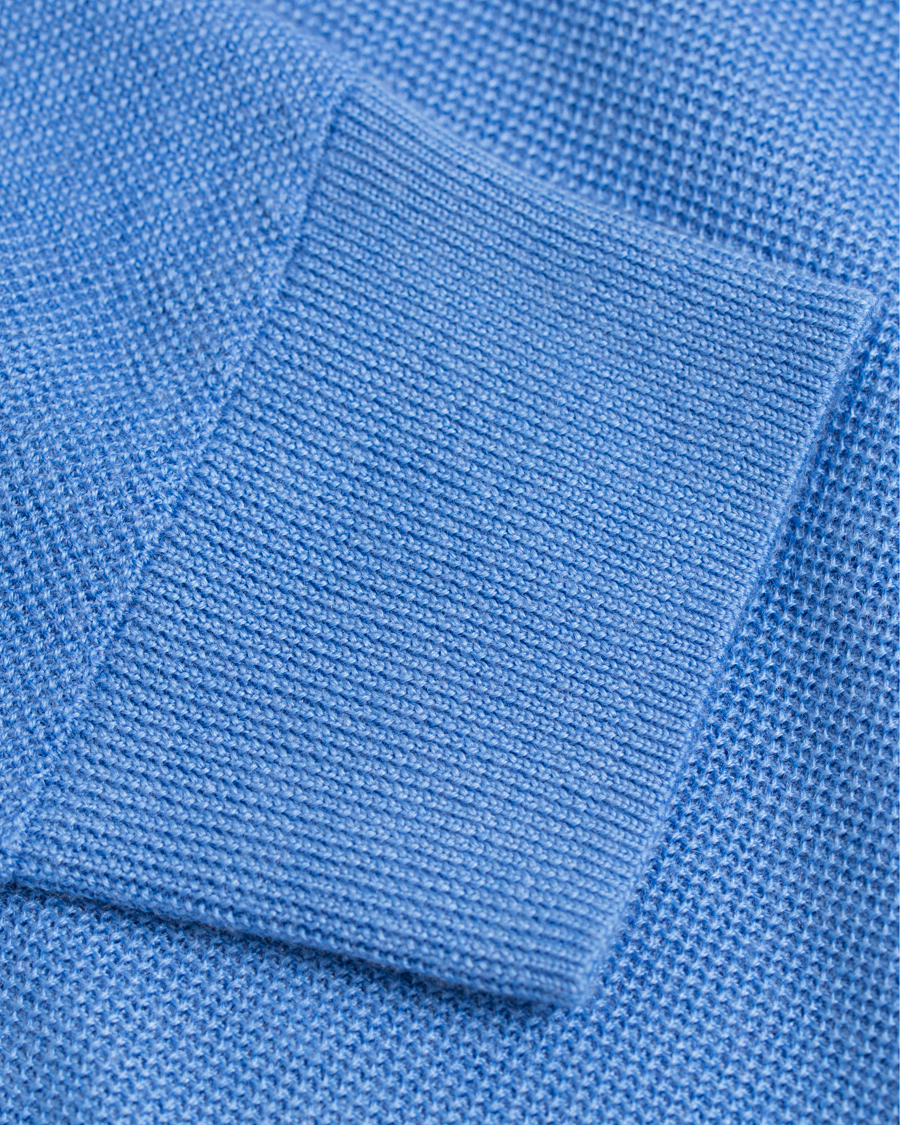 Herre | Trøjer | Polo Ralph Lauren | Cotton/Silk/Cashmere Half Zip Honeycomb Aerial Blue