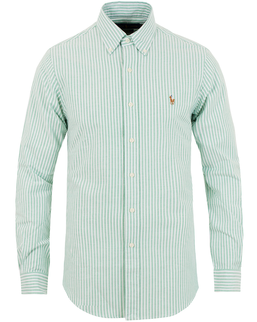 Herre | Skjorter | Polo Ralph Lauren | Slim Fit Oxford Stretch Stripe Shirt Green/White