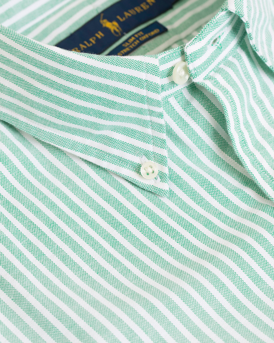 Herre | Skjorter | Polo Ralph Lauren | Slim Fit Oxford Stretch Stripe Shirt Green/White