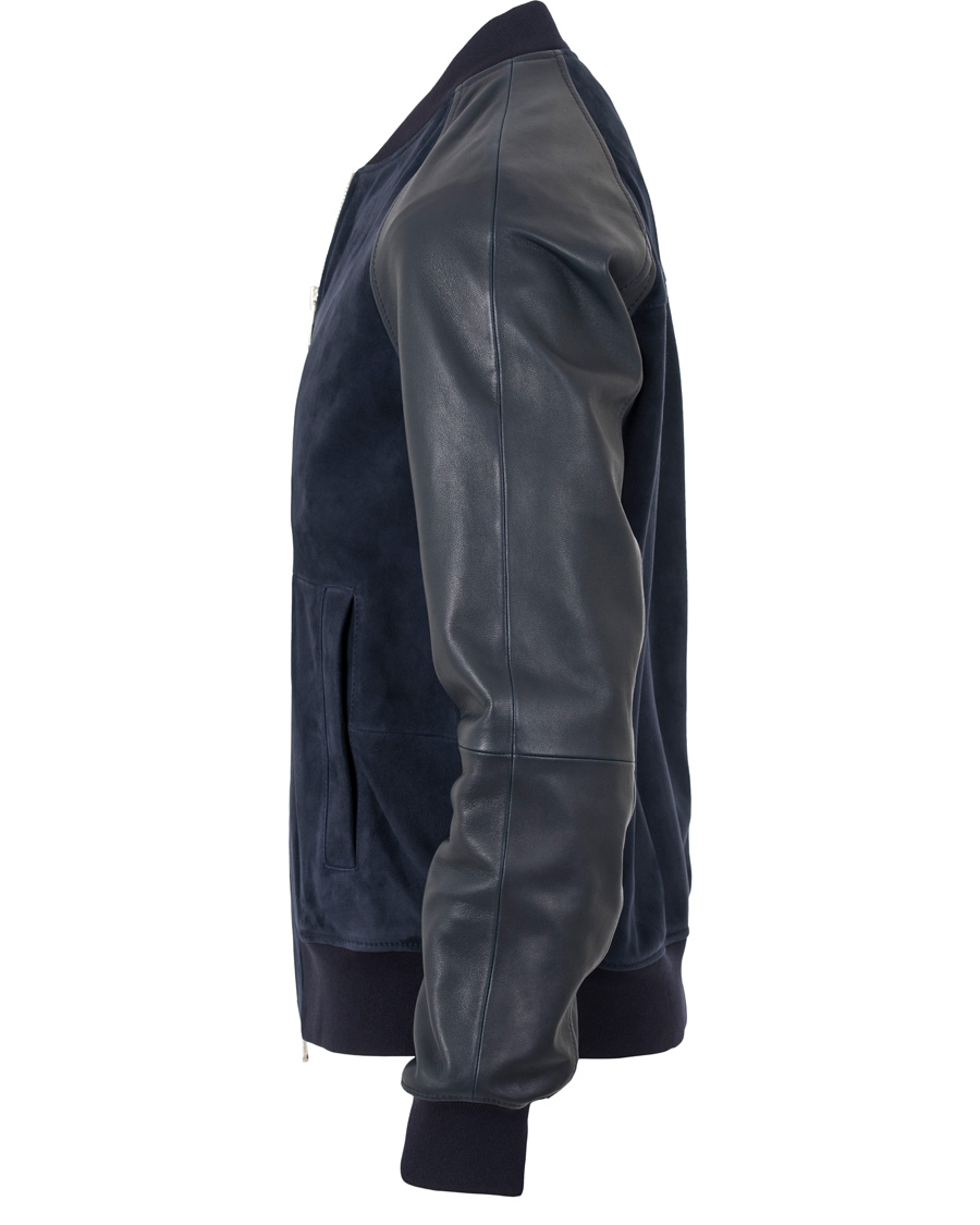 Herre | Jakker | GANT Diamond G | Leather/Suede Bomber Jacket Marine
