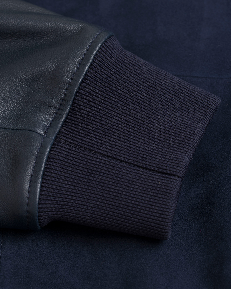 Herre | Jakker | GANT Diamond G | Leather/Suede Bomber Jacket Marine