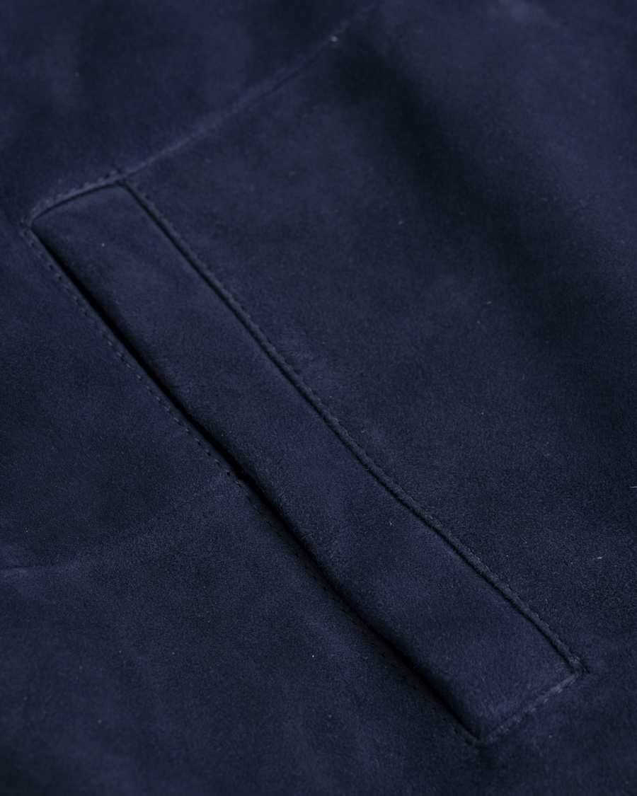 Herre | Jakker | GANT Diamond G | Leather/Suede Bomber Jacket Marine