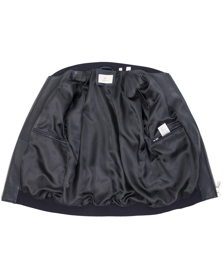Herre | Jakker | GANT Diamond G | Leather/Suede Bomber Jacket Marine