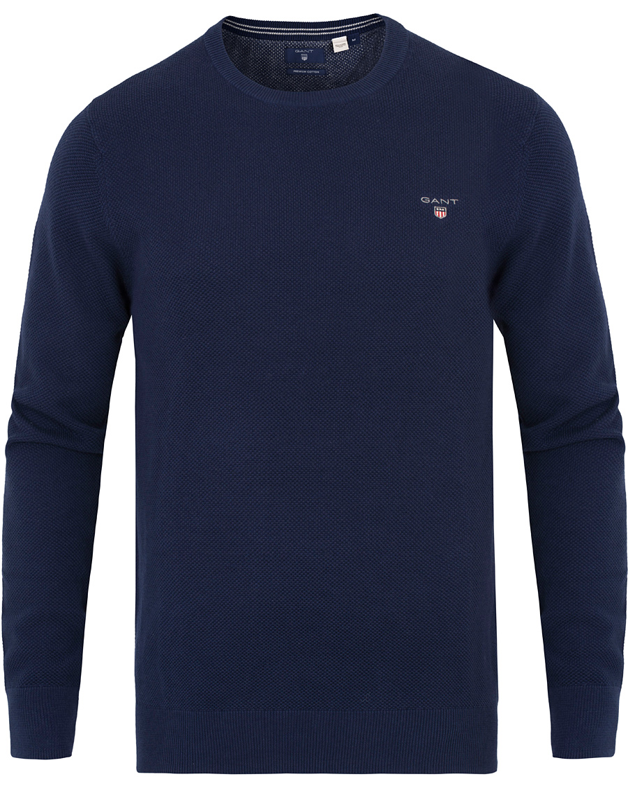 Herre | Trøjer | GANT | Cotton Pique Crew Neck Blue