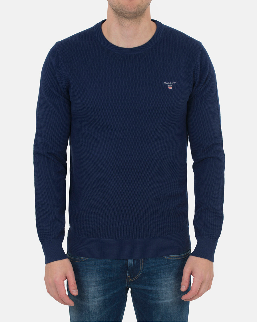 Herre | Trøjer | GANT | Cotton Pique Crew Neck Blue