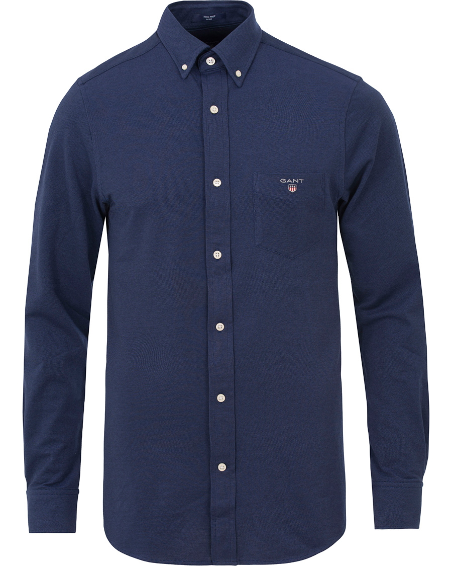 Herre | Skjorter | GANT | Fitted Body Tech Prep Pique Shirt Navy